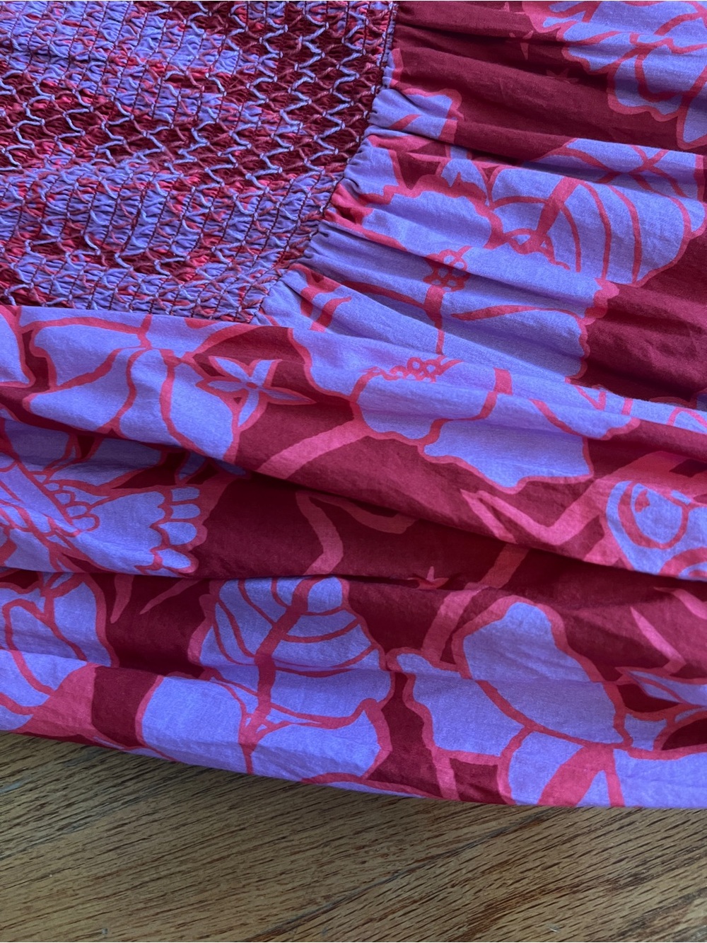 FARM Rio Burgundy and Pink Floral Puff-Sleeve Maxi Dress - Picture 10 of 16